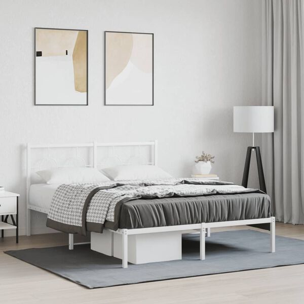 vidaXL Estrutura de cama com cabeceira 140x200 cm metal branco