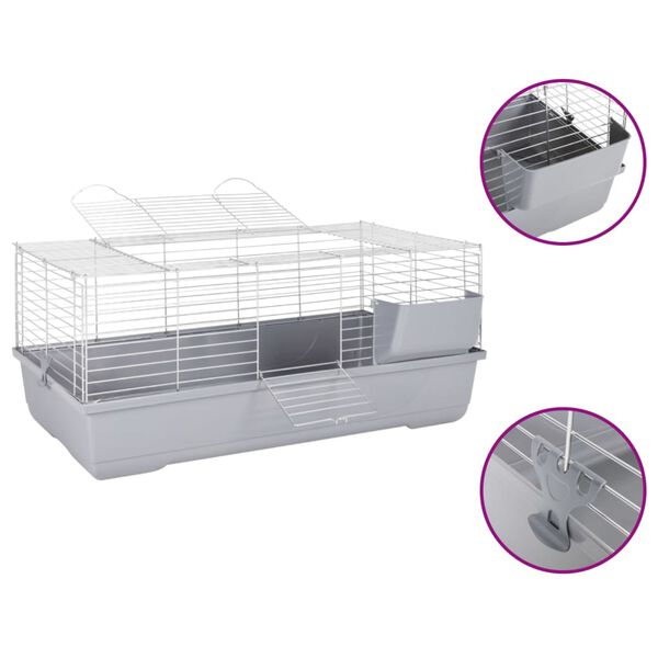 vidaXL Gaiola pequena p/ animais 100x53x46cm polipropileno/metal cinza