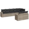 vidaXL 8 pcs conj. sof&aacute;s jardim c/ almofad&otilde;es vime PE cinzento-claro