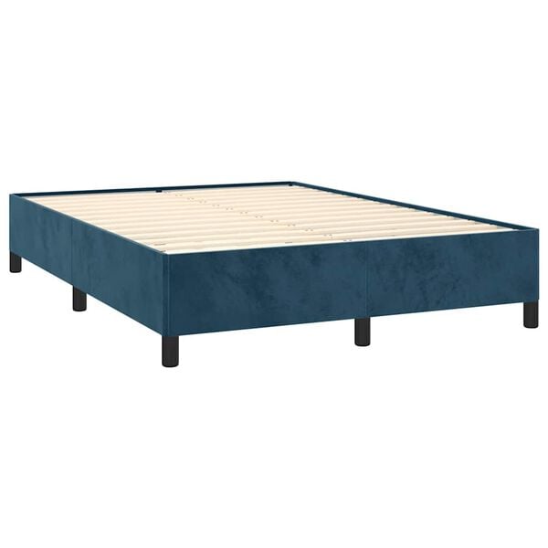vidaXL Estrutura de cama sem colch&atilde;o 140x190 cm veludo azul-escuro