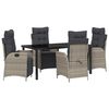 vidaXL Conjunto de Jantar para Jardim 5 pcs Cinzento-claro vime PE