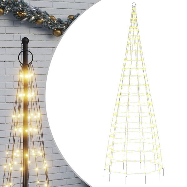 vidaXL &Aacute;rvore de Natal LED no mastro 550 LEDs branco quente 300 cm