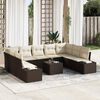vidaXL Conjunto de Sof&aacute; de Jardim 9 pcs Marrom e Creme Polirattan