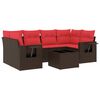 vidaXL Conjunto de sof&aacute; de jardim com 7 pe&ccedil;as e almofadas em rattan sint&eacute;tico marrom