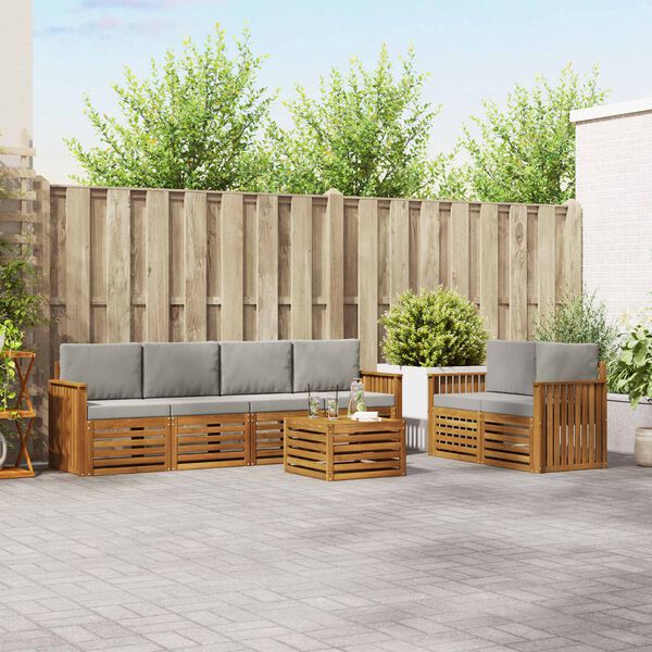 vidaXL Conjuntos de sof&aacute;s com almofada 7 pcs Cinza Natural e Claro