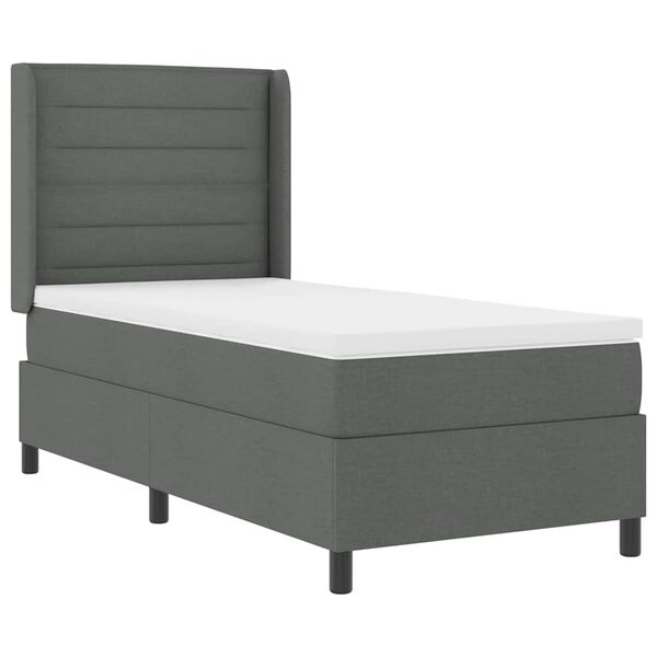 vidaXL Cama Box com colch&atilde;o Cinzento escuro 100 x 200 cm tecido