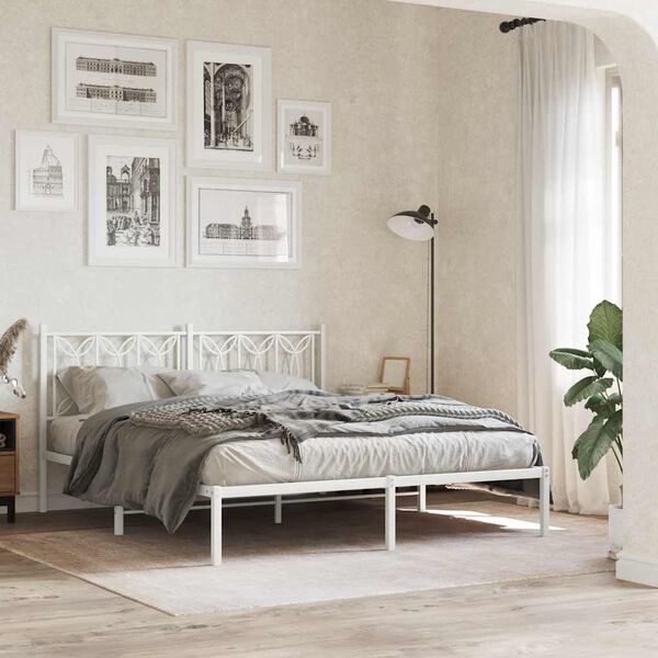 vidaXL Cabeceira de cama 150 cm metal branco