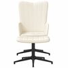vidaXL Cadeira de descanso com banco veludo branco nata