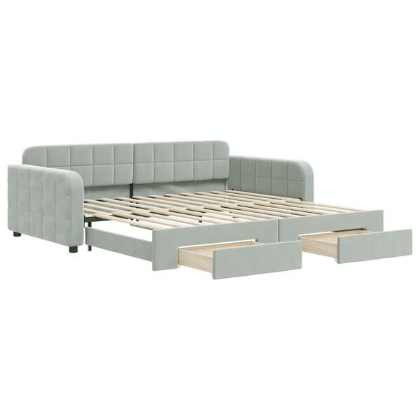 vidaXL Sofá-cama c/ gavetão e gavetas 100x200 cm veludo cinzento-claro