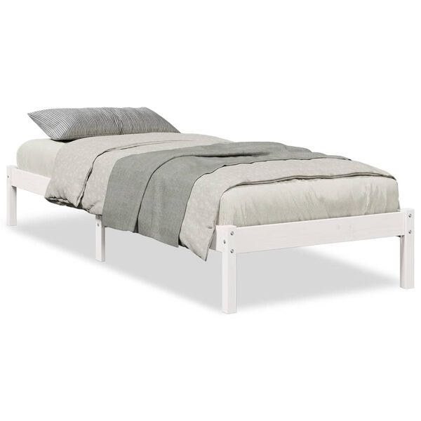 vidaXL Cama extra longa sem colch&atilde;o 80x210 cm pinho maci&ccedil;o branco