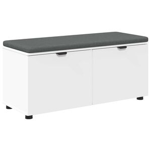 vidaXL Banco de Hall com almofada com porta Branco 100 x 38 x 46 cm