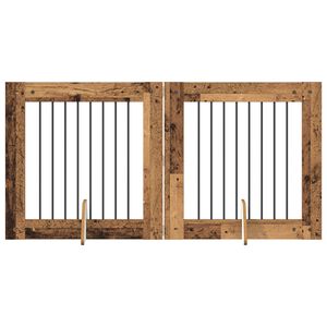 vidaXL Port&atilde;o de C&atilde;o com Suportes 2 pcs Madeira antiga 80 x 80 cm