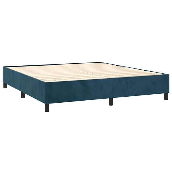 vidaXL Cama com molas/colch&atilde;o 180x200 cm veludo azul-escuro