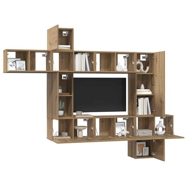 vidaXL Conjunto de m&oacute;vel de TV 10 pcs carvalho artisiano