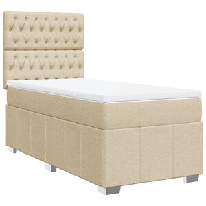 vidaXL Cama com molas/colch&atilde;o 80x200 cm tecido cor cr&egrave;me