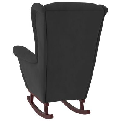 vidaXL Cadeira de baloiço + pernas em madeira seringueira veludo preto