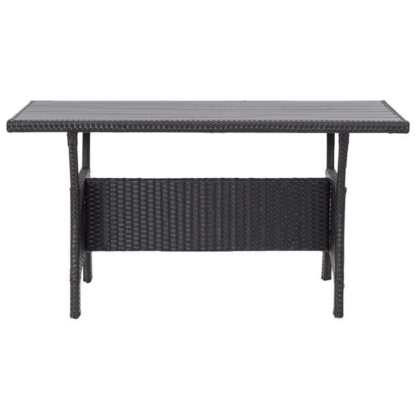 vidaXL Mesa de jardim 120x70x66 cm vime PE preto