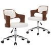 vidaXL Cadeiras jantar 2 pcs madeira curvada e couro artificial branco