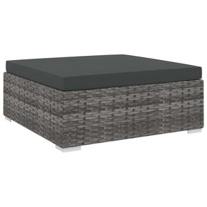 vidaXL Apoio de p&eacute;s seccional c/ almofad&atilde;o 1 pc vime PE cinzento