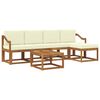 vidaXL Conjunto de Sof&aacute;s para Exterior 6 pcs Natural e Creme