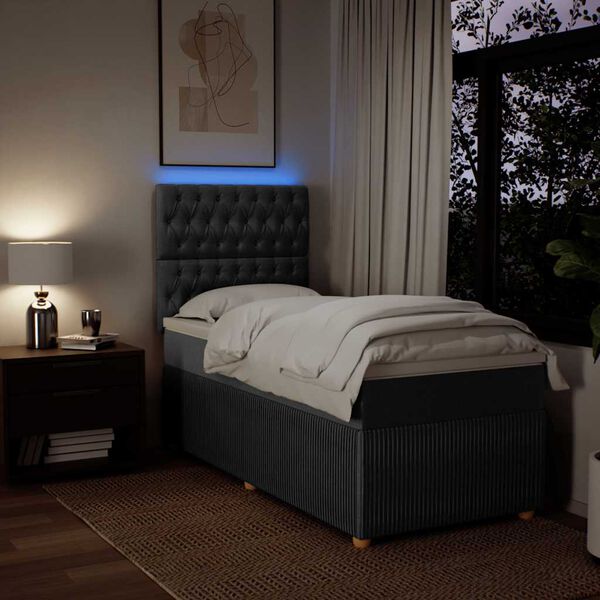 vidaXL Cama com molas/colch&atilde;o 100x200 cm tecido cinza-escuro