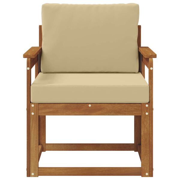 vidaXL Sof&aacute; exterior Madeira de Ac&aacute;cia maci&ccedil;a e Poli&eacute;ster Natural