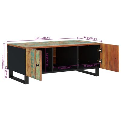 vidaXL Mesa de centro 100x54x40cm madeira recuperada/derivados madeira