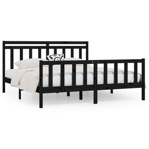vidaXL Estrutura de cama 200x200 cm madeira de pinho maci&ccedil;a preto