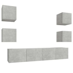 vidaXL Conjunto m&oacute;veis de TV 6 pcs madeira processada cinzento cimento