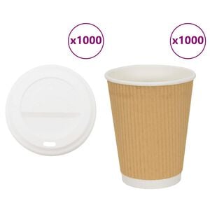 vidaXL Copos de caf&eacute; de papel com tampas 1000 pcs 16oz 400ml