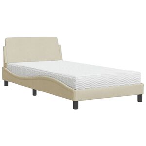 vidaXL Cama com colch&atilde;o Dover 100x200 cm tecido cor creme
