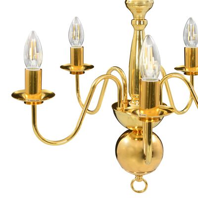vidaXL Lustre de 5 lâmpadas E14 dourado