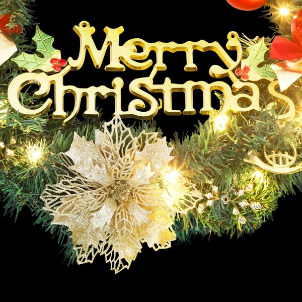 vidaXL Grinalda de Natal com 15 luzes LED 30 cm verde