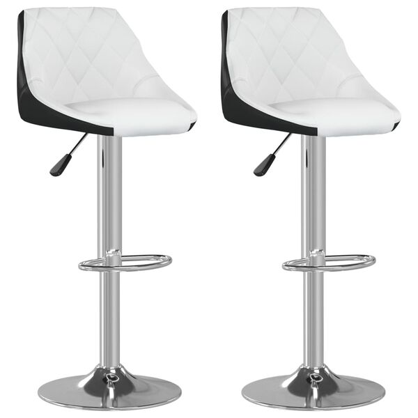 vidaXL Bancos de bar 2 pcs couro artificial branco e preto