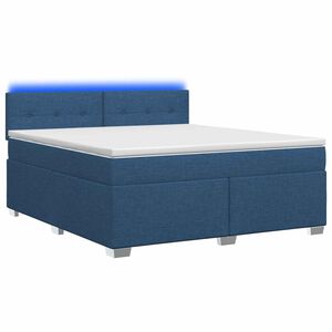vidaXL Cama Box Spring com Colch&atilde;o e LED Azul 160 x 200 cm Tecido