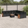 vidaXL 11 pcs conjunto sof&aacute;s de jardim c/ almofad&otilde;es vime PE preto