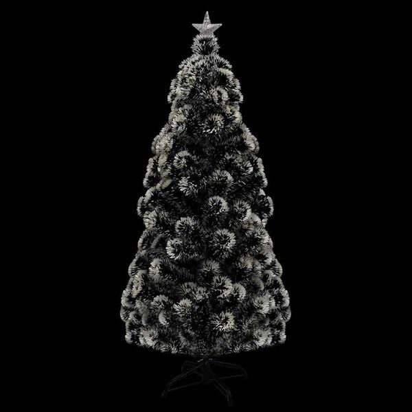 vidaXL &Aacute;rvore de Natal pr&eacute;-iluminada c/ suporte e LED 210 cm fibra &oacute;tica