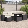 vidaXL 7 pcs conjunto de sof&aacute;s p/ jardim c/ almofad&otilde;es vime PE preto