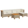 vidaXL 6 pcs conjunto de sof&aacute;s p/ jardim com almofad&otilde;es vime PE bege