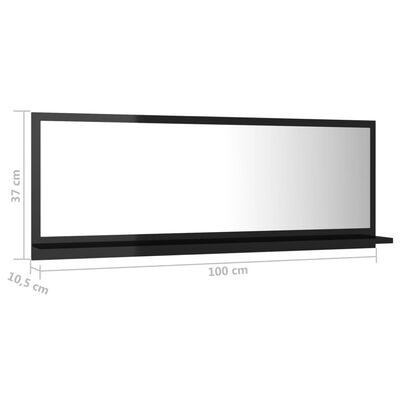 vidaXL Espelho casa de banho 100x10,5x37cm contrap. preto brilhante