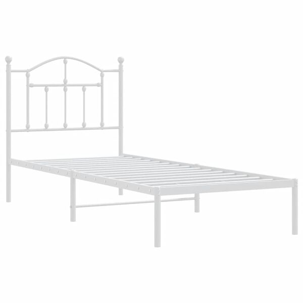 vidaXL Estrutura de cama com cabeceira 90x190 cm metal branco