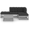 vidaXL 5 pcs conjunto lounge de jardim c/ almofad&otilde;es pinho maci&ccedil;o