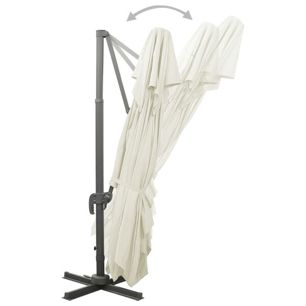 vidaXL Guarda-sol de jardim cantilever com topo duplo cor areia 400x300 cm