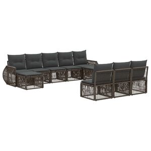 vidaXL Conjunto de Sof&aacute; de Jardim 10 unid. Cinza e Cinza Escuro
