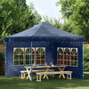 vidaXL Parede lateral com janela p/ tenda de festas 2 pcs PE azul