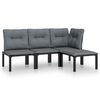 vidaXL 4 pcs conjunto lounge de jardim vime PE preto e cinzento