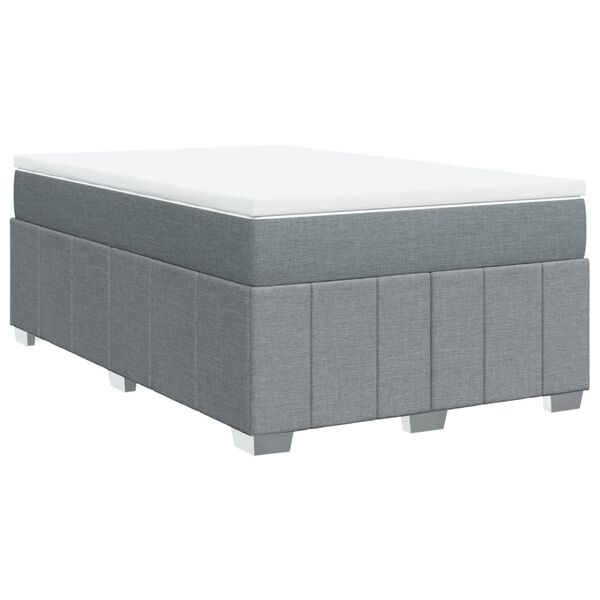 vidaXL Cama boxspring com colch&atilde;o 120x190 cm tecido cinzento-claro