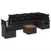 vidaXL 7 pcs conjunto de sof&aacute;s p/ jardim c/ almofad&otilde;es vime PE preto