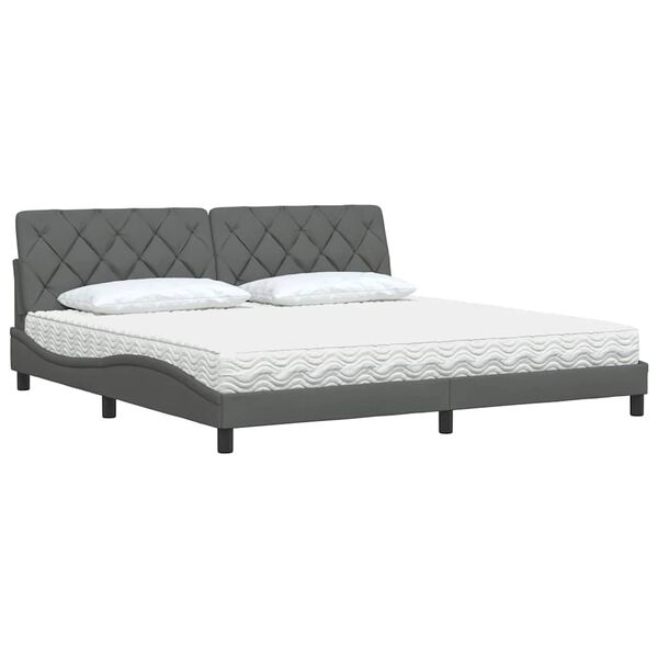 vidaXL Cama com colch&atilde;o 200x200 cm tecido cinzento-escuro