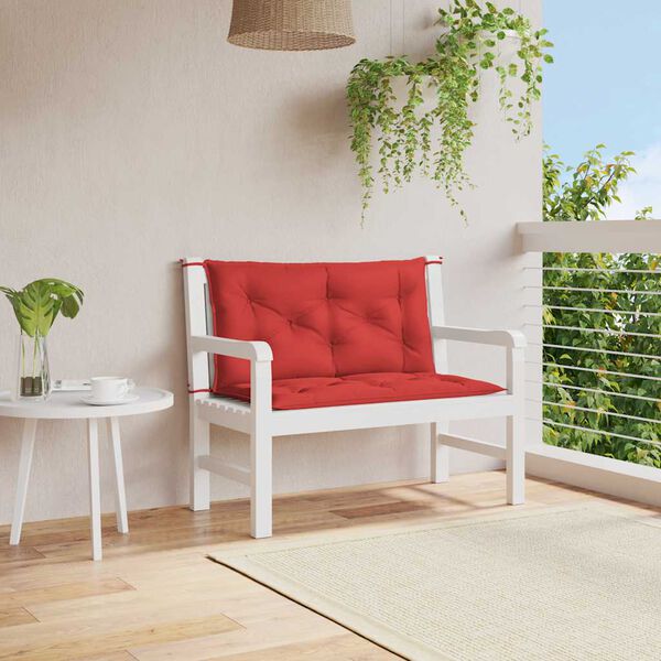 vidaXL Almofad&atilde;o banco jardim 100x(50+50)x7cm tecido oxford vermelho